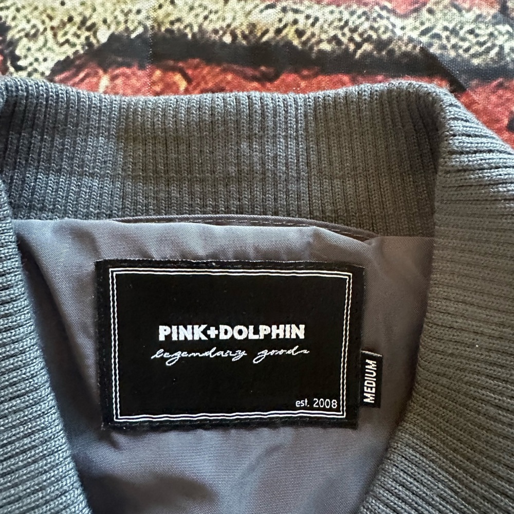 Pink + Dolphin Patchwork Lined Jacket Size M Pit … - image 5